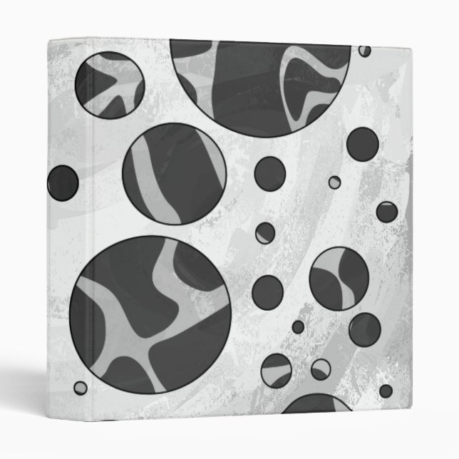 Giraffe Polka Dot Black and Light Grey Print Binder (Front/Spine)