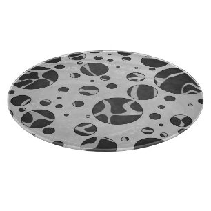 Giraffe Polka Dot Black and Light Grey Print Cutting Board