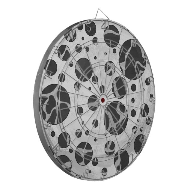 Giraffe Polka Dot Black and Light Grey Print Dartboard (Front Left)