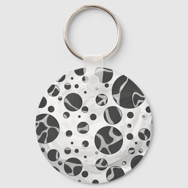 Giraffe Polka Dot Black and Light Grey Print Keychain (Front)