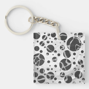 Giraffe Polka Dot Black and Light Grey Print Keychain