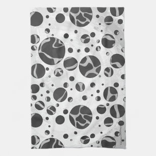 Giraffe Polka Dot Black and Light Grey Print Kitchen Towel