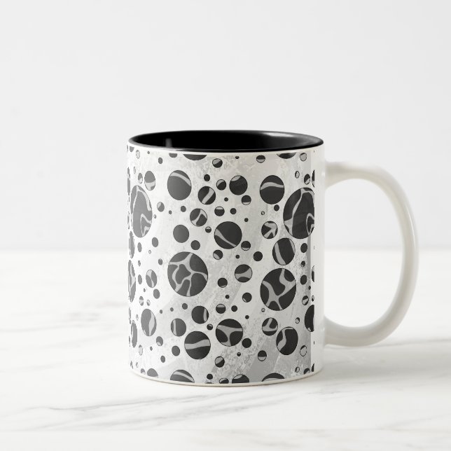 Giraffe Polka Dot Black and Light Grey Print Two-Tone Coffee Mug (Right)