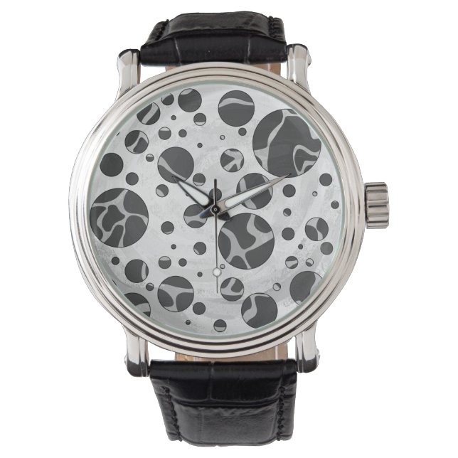 Giraffe Polka Dot Black and Light Grey Print Watch (Front)