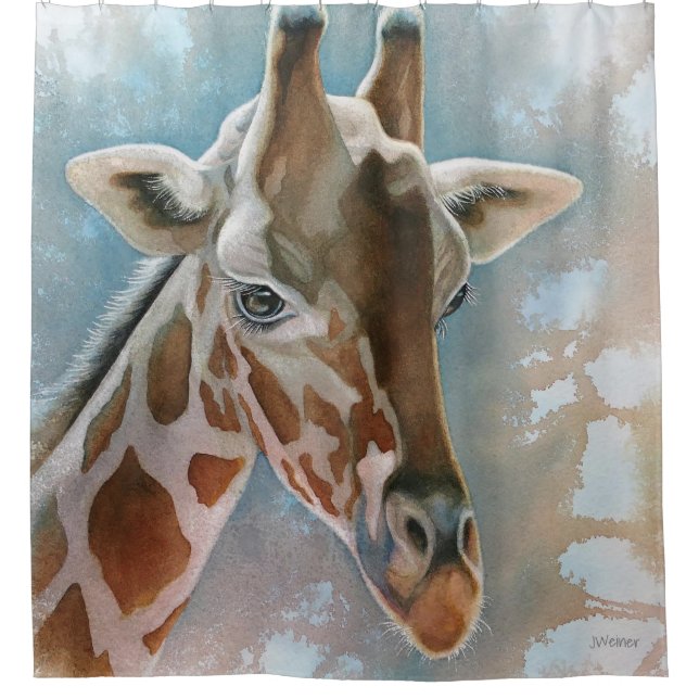 Giraffe Portrait Animal Watercolor Art (Front)