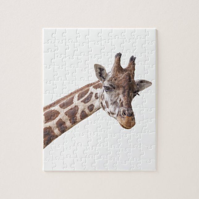 Giraffe Portrait on White Jigsaw Puzzle (Vertical)