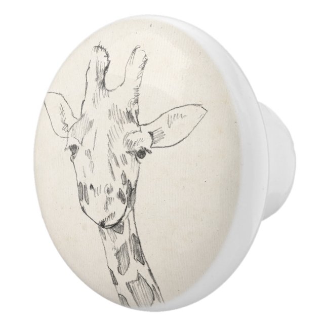 Giraffe Portrait | Sketch Ceramic Knob (Right)