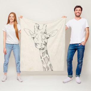 Giraffe Portrait   Sketch Fleece Blanket
