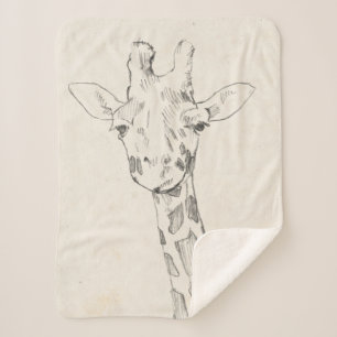 Giraffe Portrait   Sketch Sherpa Blanket