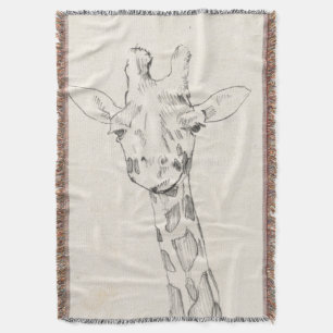 Giraffe Portrait   Sketch Throw Blanket