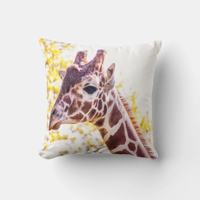 Giraffe Portrait Throw Pillow (Front)