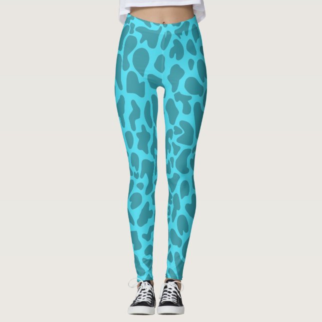 Giraffe Poster de animal Drôle Leggings Turquoises (Devant)