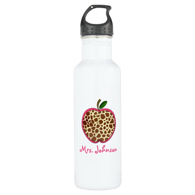 Giraffe Print Apple Gym Teacher 710 Ml Water Bottle (Front)