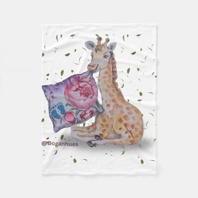 Giraffe Print Baby Fleece Blanket (Front)
