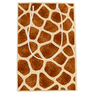 Giraffe Print Brown Tan Baby Shower Safari-Themed Medium Gift Bag