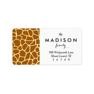 Giraffe Print Classic Brown Yellow Animal Pattern Label