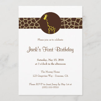 Giraffe Print Custom Birthday Invitation