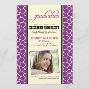 Giraffe Print Graduation Announcement (purple)