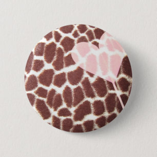 Giraffe Print Heart 2 Inch Round Button