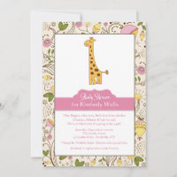 Giraffe Print in Pink Invitation