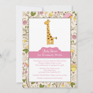 Giraffe Print in Pink Invitation
