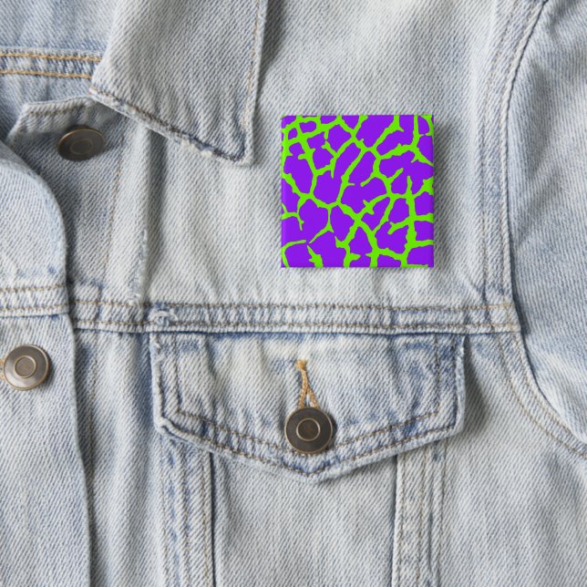 Giraffe Print Mint Amethyst 2 Inch Square Button (In Situ)