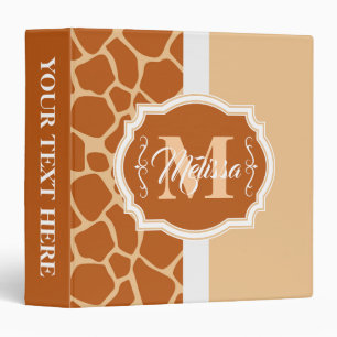 Giraffe Print Monogram Binder