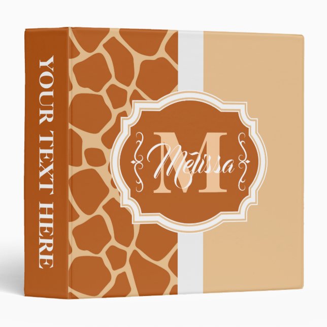 Giraffe Print Monogram Binder (Front/Spine)