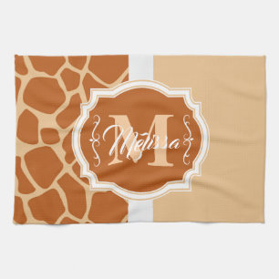 Giraffe Print Monogram Kitchen Towel