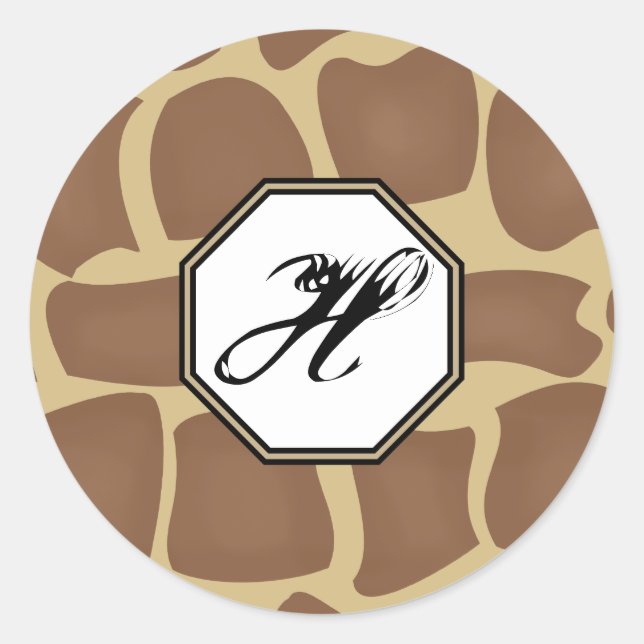 Giraffe Print Monogram Stickers (Front)