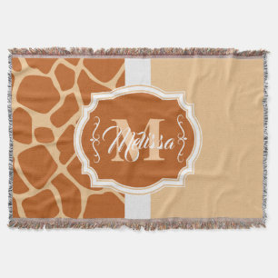 Giraffe Print Monogram Throw Blanket
