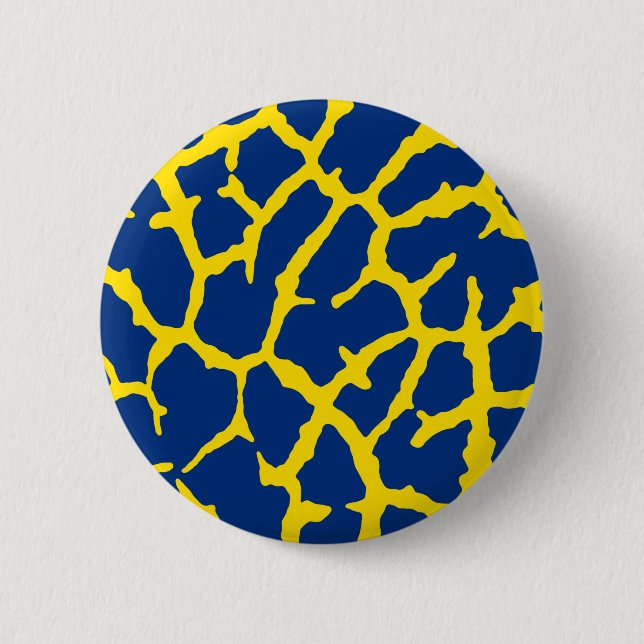 Giraffe Print Navy Yellow 2 Inch Round Button (Front)