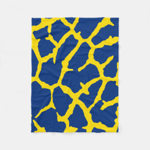 Giraffe Print Navy Yellow Fleece Blanket