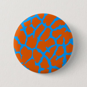 Giraffe Print Orange Cyan 2 Inch Round Button