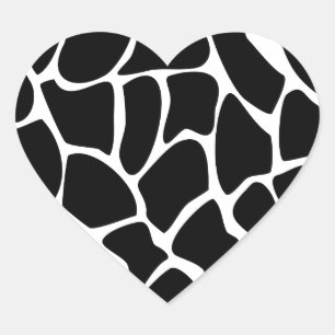 Giraffe Print Pattern. Animal Print Design, Black Heart Sticker
