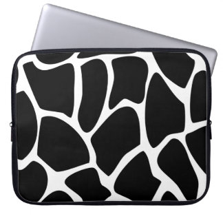 Giraffe Print Pattern. Animal Print Design, Black. Laptop Sleeve