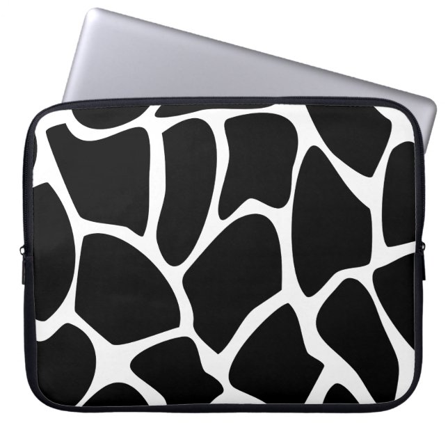 Giraffe Print Pattern. Animal Print Design, Black. Laptop Sleeve (Front)