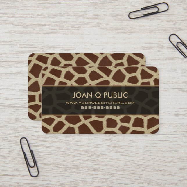 Giraffe Print Pattern Business Card (Front/Back In Situ)