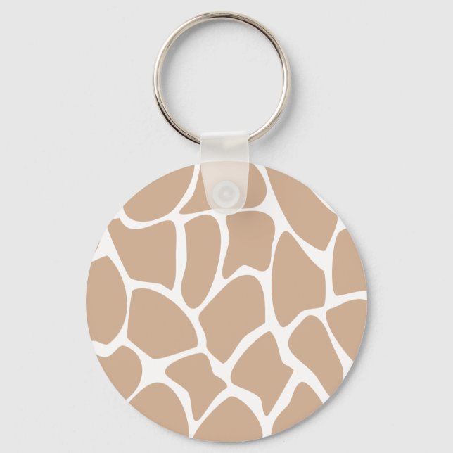 Giraffe Print Pattern in Beige. Keychain (Front)