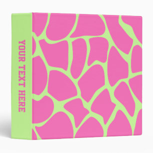 Giraffe Print Pattern in Bright Pink and Green. Binder