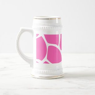 Giraffe Print Pattern in Bright Pink. Beer Stein