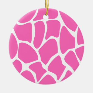 Giraffe Print Pattern in Bright Pink. Ceramic Ornament
