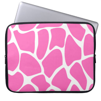 Giraffe Print Pattern in Bright Pink. Laptop Sleeve