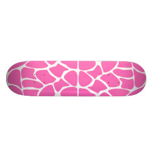 Giraffe Print Pattern in Bright Pink. Skateboard