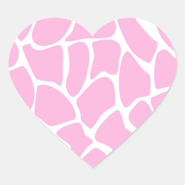 Giraffe Print Pattern in Candy Pink. Heart Sticker (Front)