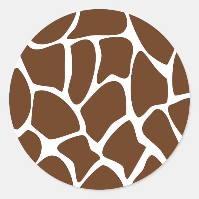 Giraffe Print Pattern in Dark Brown. Classic Round Sticker (Front)