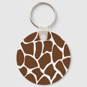 Giraffe Print Pattern in Dark Brown. Keychain