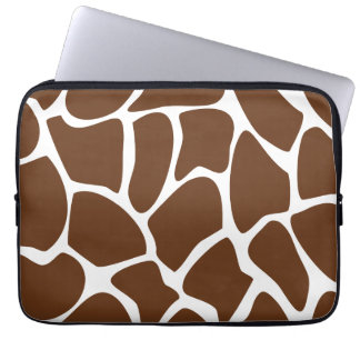 Giraffe Print Pattern in Dark Brown. Laptop Sleeve