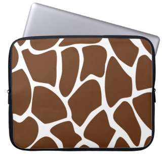 Giraffe Print Pattern in Dark Brown. Laptop Sleeve