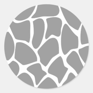 Giraffe Print Pattern in Grey. Classic Round Sticker